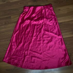 Elegant Magenta Satin Skirt